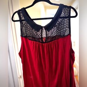 a.n.a Red and Black Lace Women's Blouse
